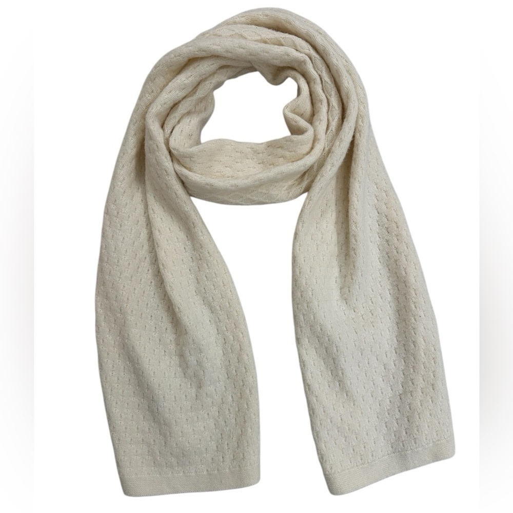 ECHO NEW YORK featherweight diamond knit oversized women's scarf wrap - Ivory